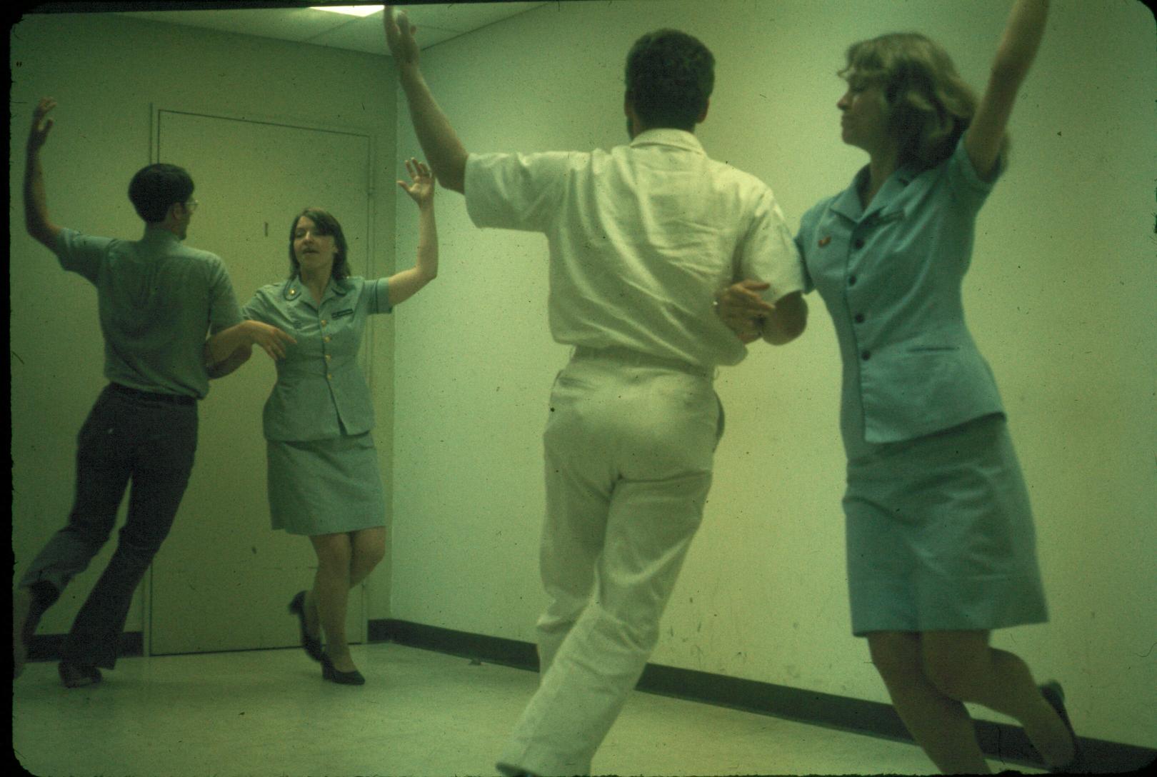 (LtoR)  Richard Horan, Nancy Grey, unknown, and Lt. Somebody (forgot).