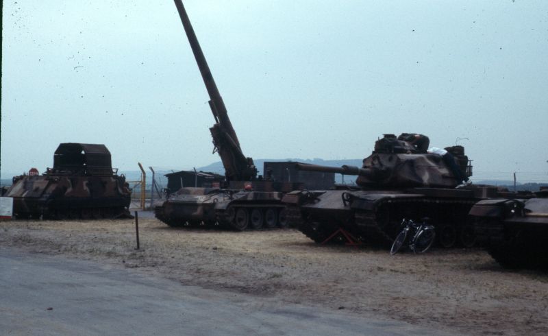 <p>Left to right: TOW anti-tank APC, 8inch howitzer, M60 tank.</p>